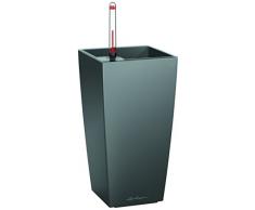 LECHUZA MA x I-CUBI Pot de Fleurs avec système darrosage, Plastique, Anthracite métallisé, 14x14x26 cm