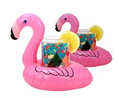 ArdTime Rose Lot de Deux Dessous de Verre bouée gonflables-en Forme de Flamant, 26 x 19 x 4 cm