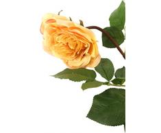 Floral Elegance Artificiel 92 cm Tige Unique Entièrement Ouvert Doré Jaune et Rose avec Pointe Roses X 6 – Artificiel de Plage de Fleur en Soie