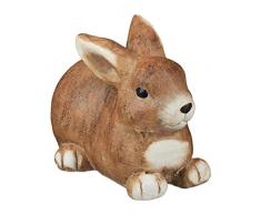 Relaxdays Statuette, supporte Le Gel, Jardin, Balcon, intérieur et extérieur, Petit Lapin, céramique, Marron