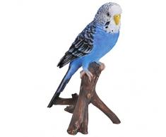 Dehner Dekofigur Wellensittich, Polyresin Figurine, Bleu/Blanc, 16,5 x 9,7 x 8 cm