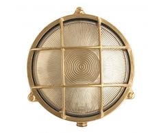 NB LIGHTING-APPLIQUE, PLAFONIER EN LAITON RONDE, RONDO ART 10B, DIFFUSER EN VERRE TRANSPARENT DOUILLE EN PORCELAINE E27 MAX.60W 19,5 x 9,3cm