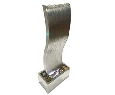 Dehner Curve Fontaine de Jardin avec éclairage LED, env. 108 x 44,5 x 23,5 cm, Acier Inoxydable, argenté