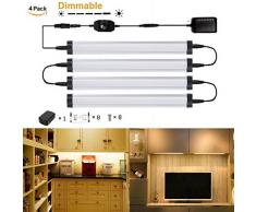 GreenSun LED Lighting Lot de 4 unités 50CM Lampe de Cabinet LED 5W Givré, Dimmable Lampe de Placard LED tous ensemble (2000lm), Lampe darmoire 24V DC, Éclairage sous Comptoir Blanc Chaud 3000K, Barre Lumineuse LED avec Gradateur