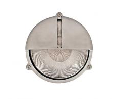 NB LIGHTING-APPLIQUE EN LAITON RONDE FINITION NICKEL, RONDO ART 10S, DIFFUSER EN VERRE TRANSPARENT DOUILLE EN PORCELAINE E27 MAX.60W 19,5 x 10cm