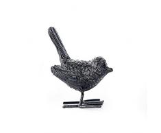 Insideretail 101662-4-BLK Ensemble de 4 Résines Noires Détaillées Jardin doiseaux Ornements 8 cm