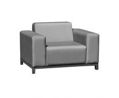 greemotion Fauteuil Lounge Dallas, Canapé Lounge Jardin en Aluminium et Textilène Résistant aux Intempéries, pour Intérieur ou Extérieur, env. 105 x 64 x 82 cm, Gris