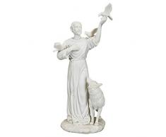 Design Toscano WU75752 St. François et Les Amis de la Forêt Statuette en Marbre Lié à la Résine, Blanc, 10 x 12.5 x 25.5 cm