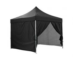 Tente Pliante Noire + Pack Côtés 3x3m Premium Light Tube 32mm en Acier Bâche 220g/m² Enduit PVC 100% ÉTANCHE Barnum Pliante + Sac de Transport