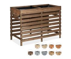 Relaxdays Parterre élevé en Bois, pour Balcon, terrasse & Jardin, Film Inclus, Jardinière sur Pieds, Marron, Brun foncé, L
