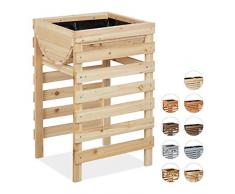 Relaxdays Parterre élevé en Bois, pour Balcon, terrasse & Jardin, Film Inclus, Jardinière sur Pieds, Nature