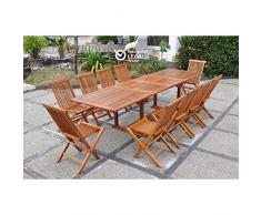 JFB Le Bangka, Salon en Teck huilé 12/14 Personnes : 1 Table rectangulaire et 10 chaises