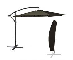 Happy Garden Parasol déporté OAHU Rond 3.50m de diamètre Gris + Housse