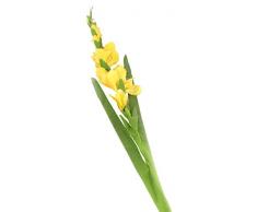 Floral Elegance 118 cm Artificielle Tige Simple Jaune Glaïeuls x 6 – Gamme Fleurs Artificielles Soie