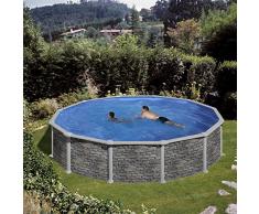 Gre KITPR358PO Piscine Acier Ronde H 132 M Aspect Pierre Corcega,