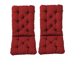 Ambient home Lot de 2 Coussins pour Fauteuil de jardin HANKO MAXI Rouge 120 x 50 x 8 cm 90577