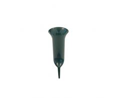 greemotion Vase pour funérailles vert en plastique - Vase pour cimetière moderne et robuste - Vase funéraire pointu Ø12,7 cm 1L