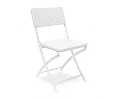 Relaxdays Chaise de jardin pliable pliante Chaise de camping BASTIAN en aspect rotin H x l x P: 82 x 44 x 50 cm, blanc