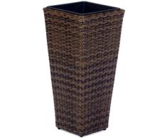 Weles GMBH Gartenfreude 4000-1000-041 Pot de Fleurs en résine tressée pour extérieur/intérieur avec Insert en Plastique étanche Marron Bicolore 28 x 28 x 60 cm