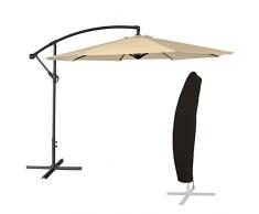 Happy Garden Parasol déporté OAHU Rond 3.50m de diamètre Beige + Housse