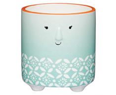 Kitchen Craft Petit Pot de Fleurs dintérieur, Céramique, Vert/Blanc, 10 x 11 cm