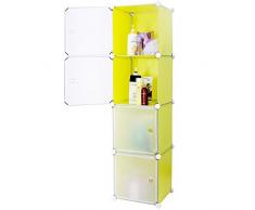 Helloshop26 2012055 Armoire Etagère Rangement Jaune, 150 x 180 x 25 cm