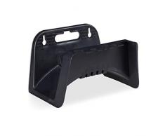 Relaxdays Support, Mural en Plastique, Suspension pour Tuyau d’arrosage de Jardin, HlP 14 x 24 x 16 cm, Noir