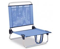 Eredu 835/TXB Chaise de Plage avec Pochette et Poignée Bleu Uni 54 x 50 x 63 cm