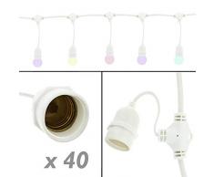 PrimeMatik gi19-vces Guirlande 40 Ampoules lumières avec culot E27 Extérieur ip64 °Câble électrique 20 m Extensible Blanc (gi19)