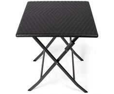 Park Alley - Table dappoint pour extérieur - Table de Jardin carrée en Rotin synthétique - Pliable et ultra compacte - Structure en acier - Parfait pour Jardin, Terrasse et Balcon