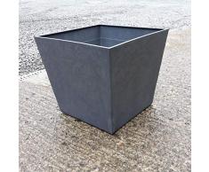 Stewart Pot de Fleurs carré en béton Gris foncé