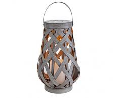 Dehner Lanterne Solaire, Oslash; 16.5 cm, Hauteur 25 cm, en rotin, Gris Clair