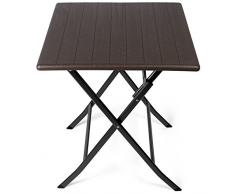 Park Alley - Table dappoint pour extérieur - Table de Jardin carrée avec Effets bois - Pliable et ultra compacte - Structure en acier - Parfait pour Jardin, Terrasse et Balcon