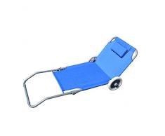 Wild Water Fun 1700 - Chaise de plage inclinable avec roues en acier, bleu clair, 150X57X24 Cm