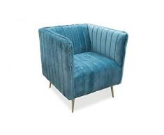 Galileo Casa 2195808 Fauteuil Velours Bleu 73 x 74 x 75 cm