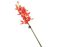 Floral Elegance Artificiel 84 cm Tige Unique Rouge Corail Orchidée Cymbidium Artificielle X 6 – Gamme de Fleur de en Soie