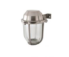 NB LIGHTING-LANTERNE MURALE EN LAITON FINITION NICKEL, LAMPADA ART.71A, DIFFUSER EN VERRE TRANSPARENT DOUILLE EN PORCELAINE E27 MAX.60W 18 x 15 x 12mm