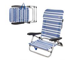 AKTIVE 62603 Chaise Pliante Aluminium 5 Pois 65 x 57 x 95 cm Bleu