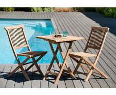 MACABANE 500985 Table carrée Pliante 60 x 60 Couleur Brut en Teck Dimension 60cm X 60cm X 76cm