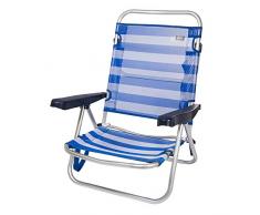 AKTIVE 53954 Chaise Pliante Multiposition Aluminium Beach 108 x 60 x 78 cm Bleu