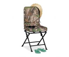 relaxdays Chaise de Camping, Pivote à 360°C, Fauteuil de pêche pivotant Plage Pliante Pliable, 100 kg, Vert