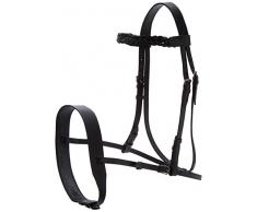 Cwell Equine Bride de muserolle de Chasse Largeur 1,9 cm Joues 5,1 cm Noir (Pony)