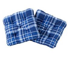 Ambient home Lot de 2 Galettes à carreaux de chaise EVJE Bleu 50 x 50 x 8 cm 90597