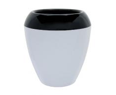 Plastia Calimera 17 cm Pot de Fleur, Noir et Blanc