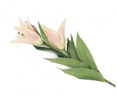 Floral Elegance Artificiel 87 cm Tige Unique Crème et Rose pâle Oriental Lilies Artificielle X 6 – Gamme de Fleur de Luxe en Soie