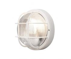 Konstsmide Emas Applique Murale en Verre Transparent strié E27 Rond Round Blanc