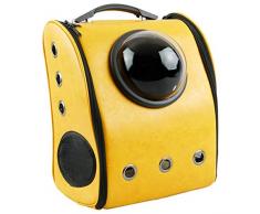 PrimeMatik Sac à Dos Portage pour Transport pour Animaux de Compagnie Chat et Chien de Imitation Cuir Jaune (cb11)