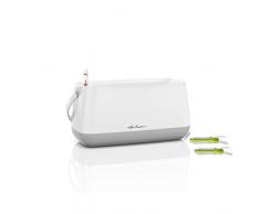 LECHUZA 13861 Yula Jardinière Blanc/Gris Satiné, 17x38x33 cm