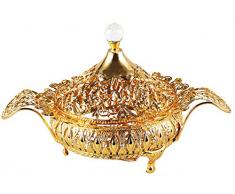 Bo Time Compote de Table / Plateau de Service de Style Oriental en Acier Plaqué Or