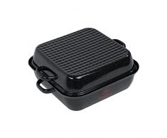 Funco Poêle avec Couvercle Email iert, Noir, 25 x 25 x 12 cm